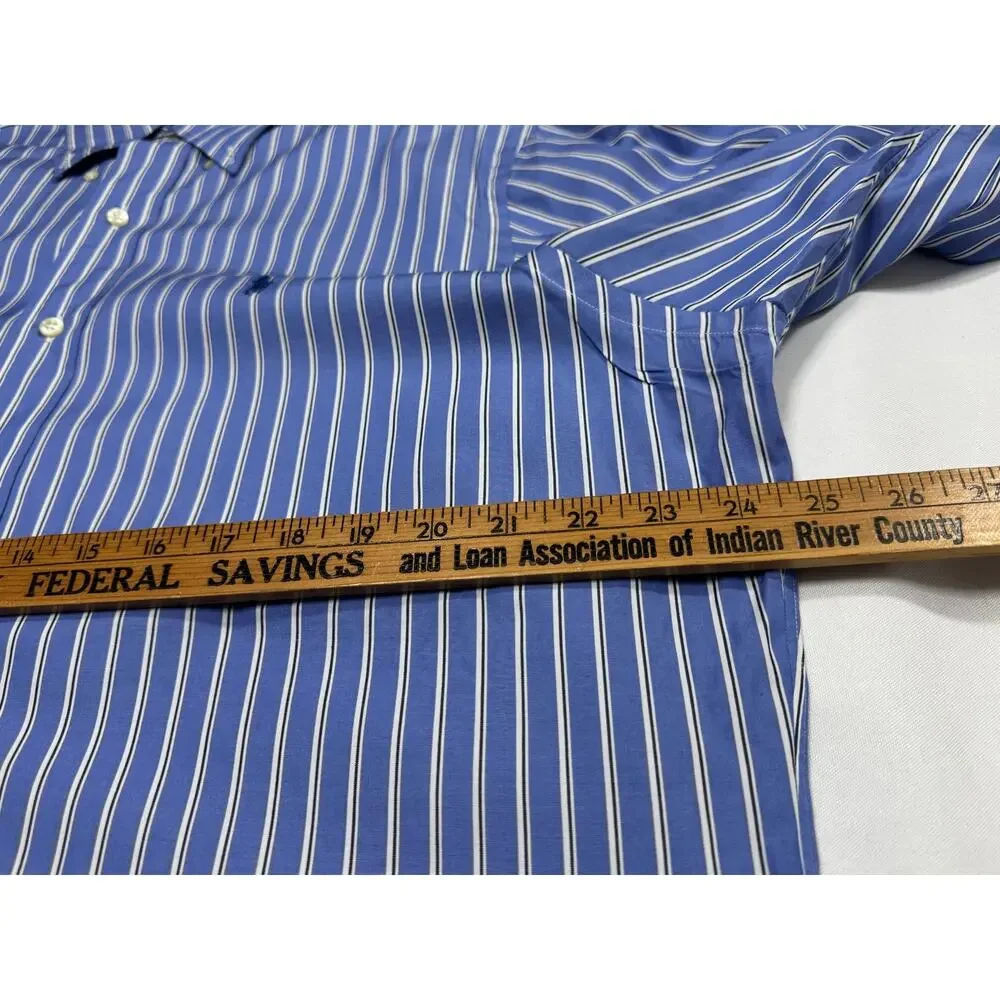 Polo Ralph Lauren Button Down Shirt Size Large -16 1/2 36/37- Blue White Stripe